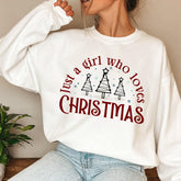 Sandjest Women's Christmas Shirt, Just A Girl Who Loves Christmas, Christmas Gift Shirt, Christmas Lover Shirt, Holiday Winter Shirt, Christmas Gift